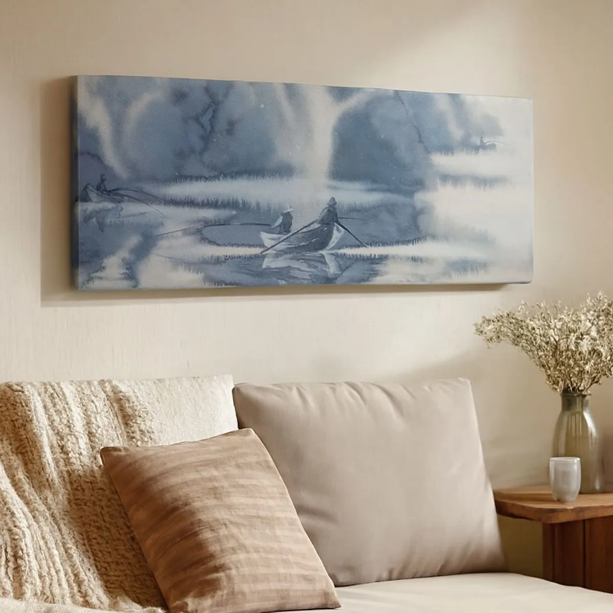 Schilderen op canvas - Vissers in hun paradijs - 100x40 cm