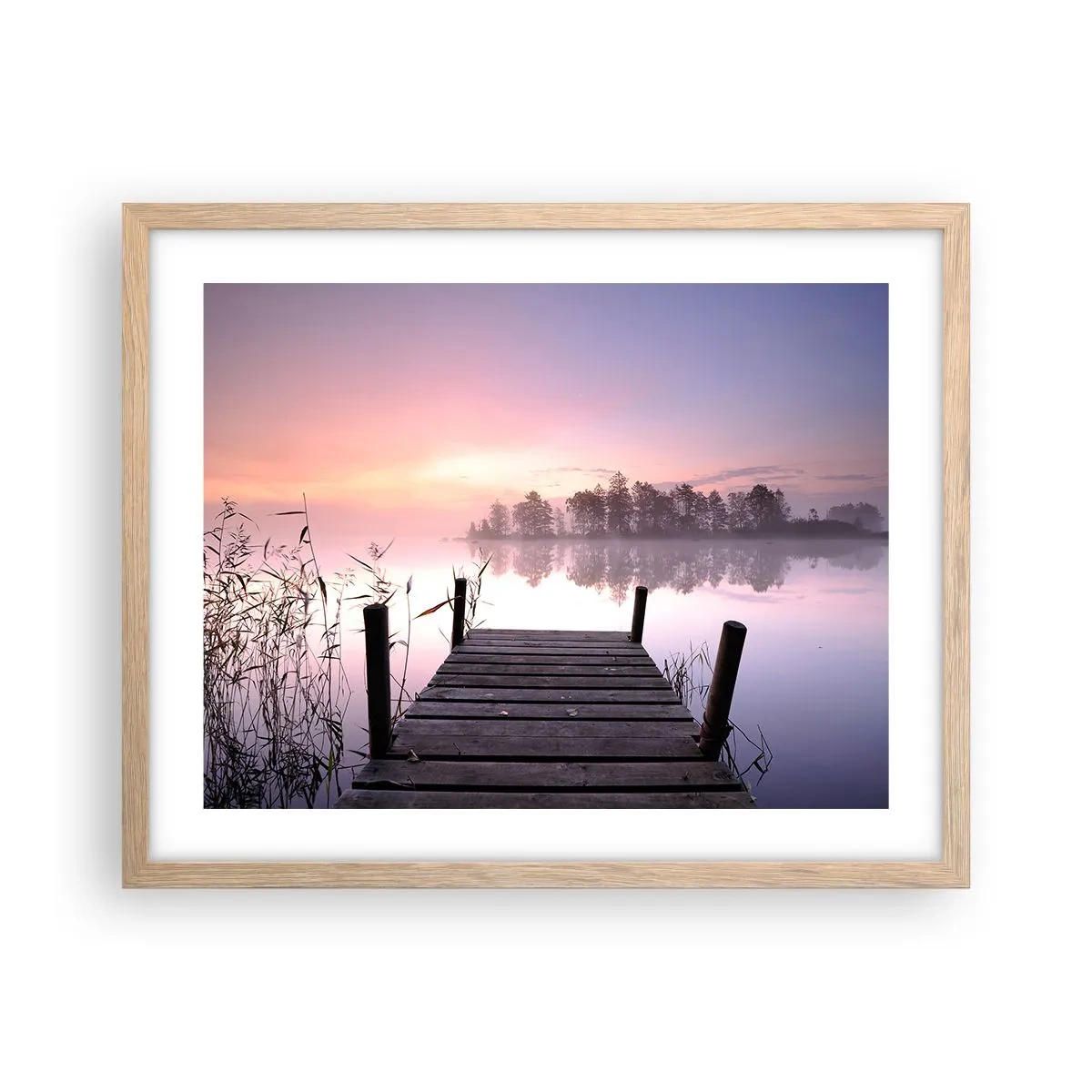 Een poster in een licht eiken lijst - Van de lila mist... - 50x40 cm