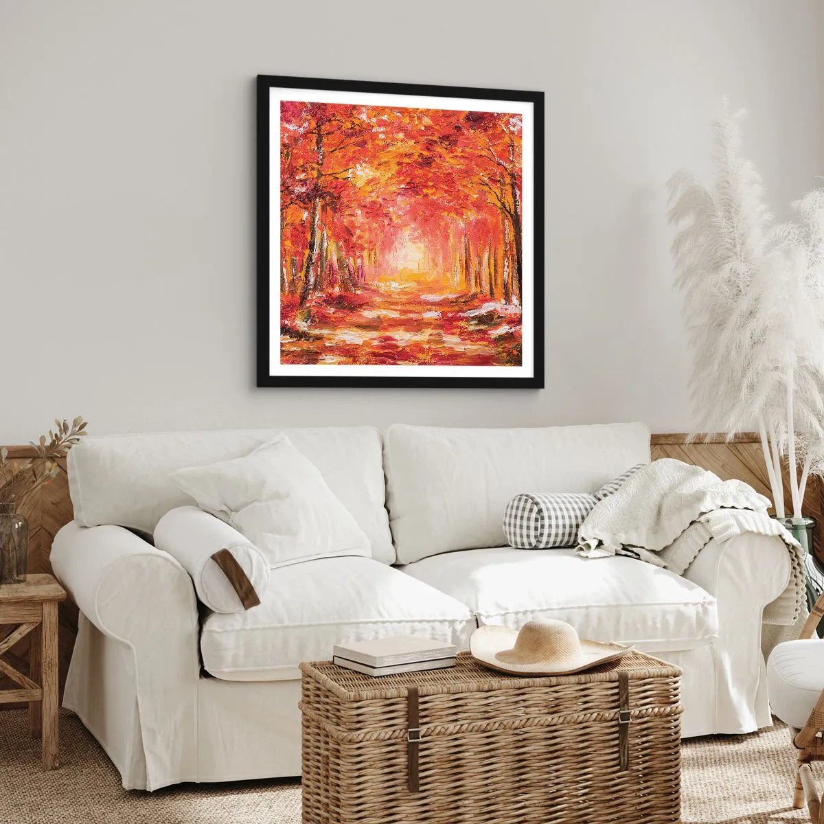 Poster in een zwarte lijst - Koperen bos - 60x60 cm