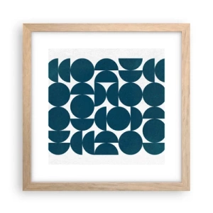 Een poster in een licht eiken lijst - Cirkels en halfcirkels - 30x30 cm