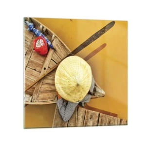 Schilderen op glas - Het leven op de Gele Rivier - 30x30 cm