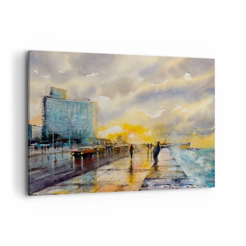 Schilderen op canvas - Het leven aan de oever - 120x80 cm