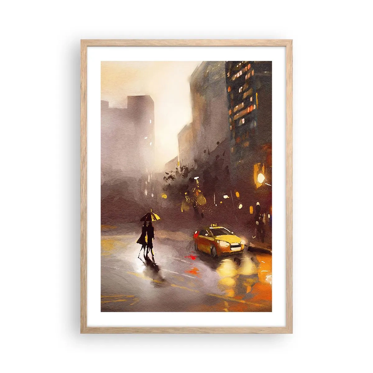 Een poster in een licht eiken lijst - In de lichten van New York - 50x70 cm