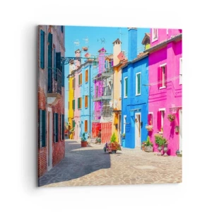 Schilderen op canvas - Stadje "De Papegaai" - 70x70 cm