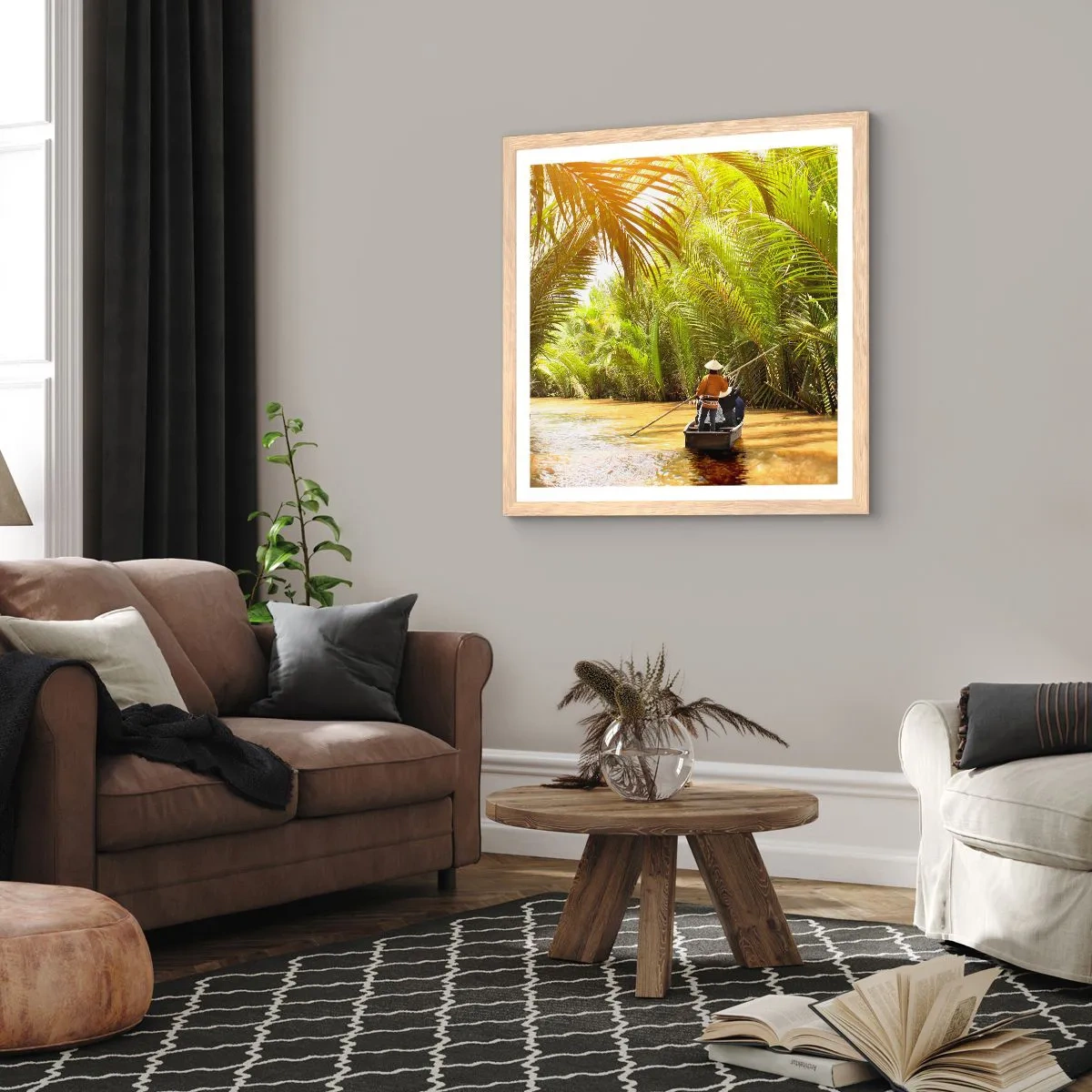 Een poster in een licht eiken lijst - Een palmravijn langs - 40x40 cm