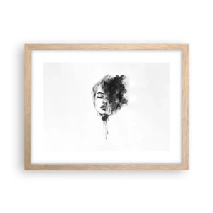 Een poster in een licht eiken lijst - Waar droomt het meisje over? - 40x30 cm