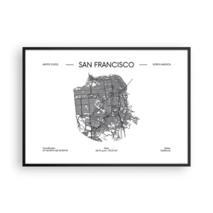 Poster in een zwarte lijst - Anatomie van San Francisco - 100x70 cm