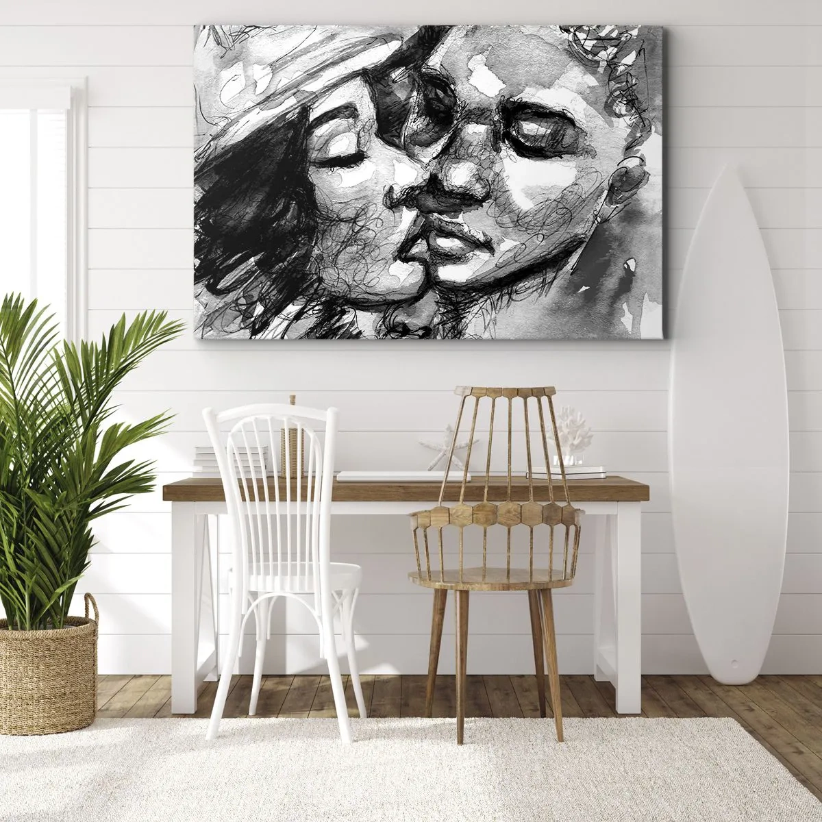 Schilderen op canvas - Een teder moment - 120x80 cm