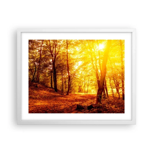 Poster in een witte lijst - Op weg naar de gouden open plek - 50x40 cm