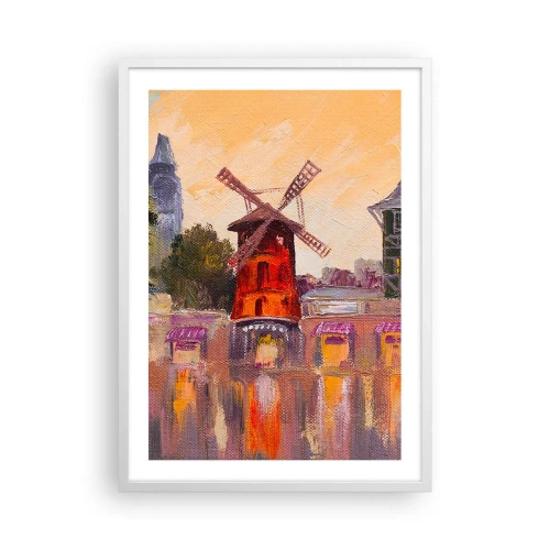 Poster in een witte lijst - Parijse iconen – Moulin Rouge - 50x70 cm