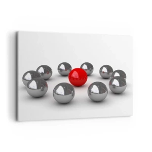 Schilderen op canvas - Een cirkel in zilver en rood - 100x70 cm