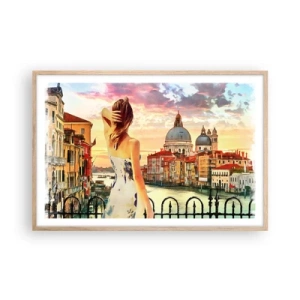 Een poster in een licht eiken lijst - Als een avontuur alleen in ... - 91x61 cm