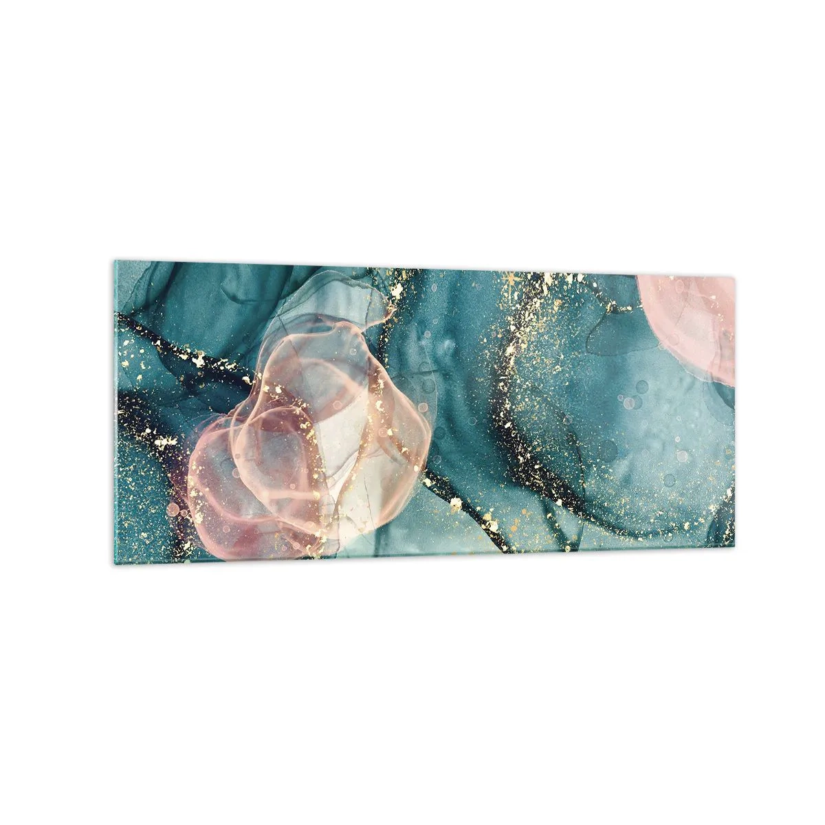 Schilderen op glas - Zijdeblauw, tule roze - 120x50 cm