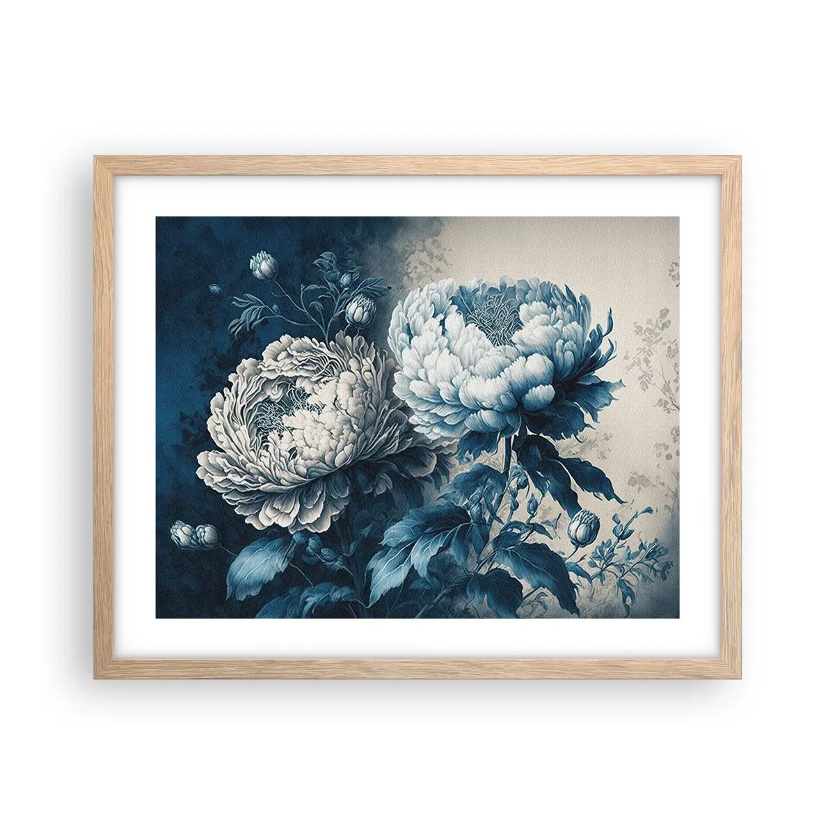 Een poster in een licht eiken lijst - Bij elkaar passend paar - 50x40 cm