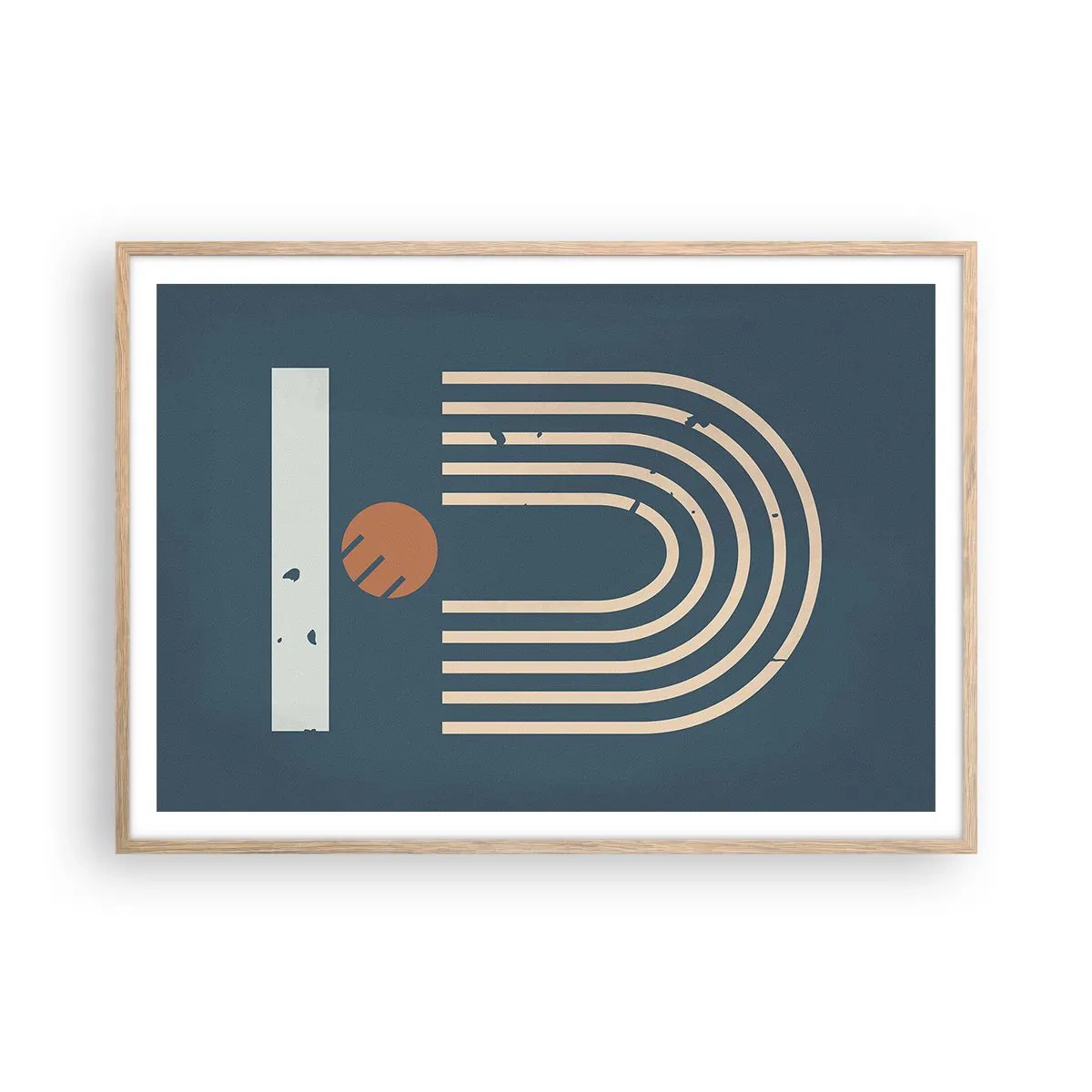 Een poster in een licht eiken lijst - Geometrie op de granaatappel - 100x70 cm