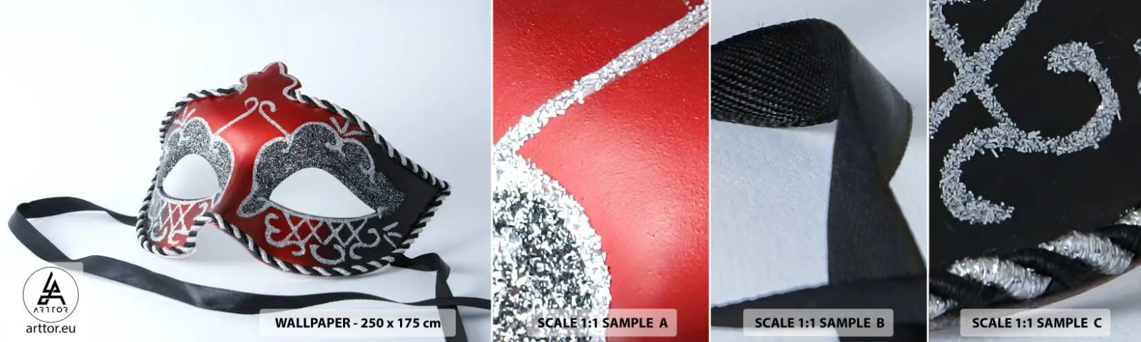 Fotobehang Monster Zelfklevend Deluxe Sticker - Uitnodiging voor het bal - Venetiaans masker, Venetië, Carnaval - 100x30 cm