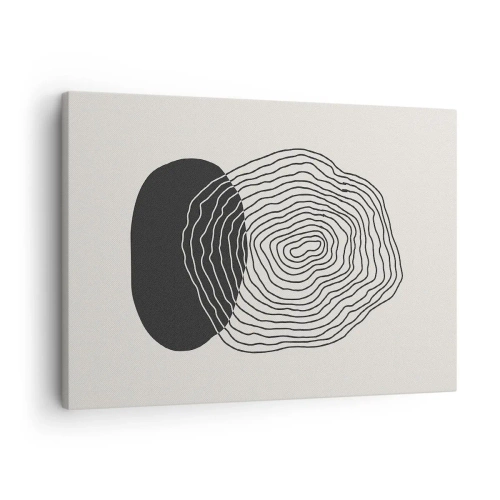 Schilderen op canvas - Abstract patroon met lijnen en vormen in zwart-wit - 70x50cm - Duur en spiertrekkingen - Moderne wanddecoratie voor woonkamer en slaapkamer ARTTOR