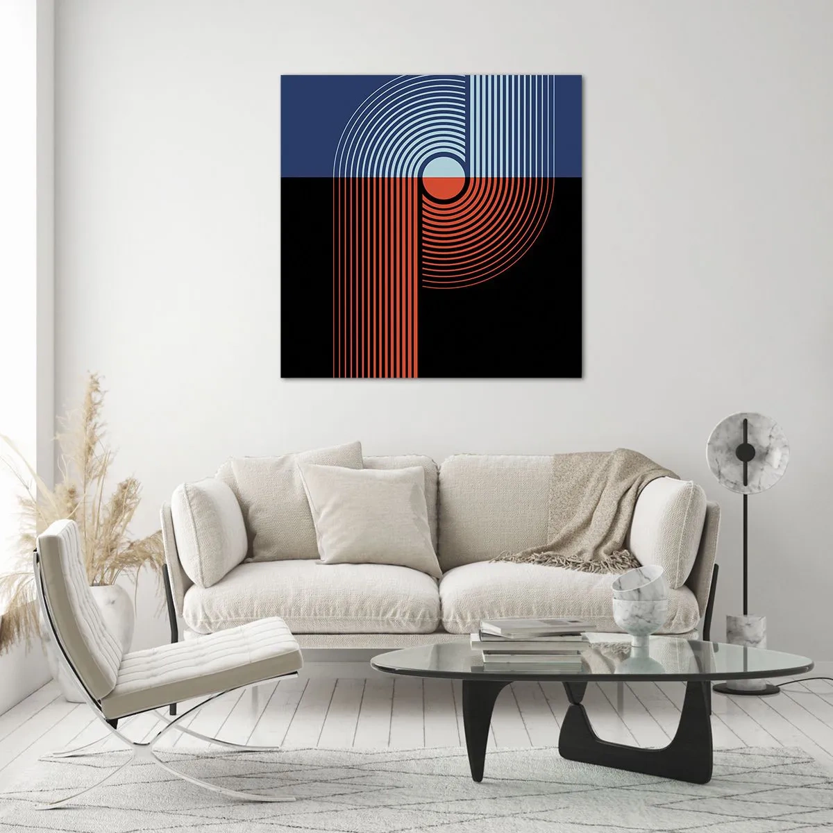 Schilderen op glas - In een geometrische omhelzing - 50x50 cm