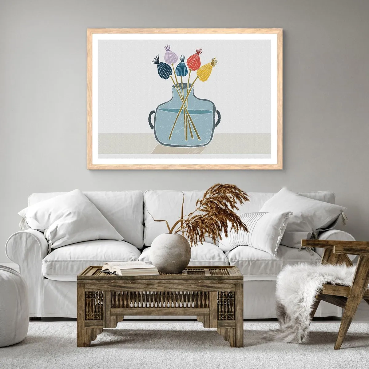 Een poster in een licht eiken lijst - Alsof hij met maanzaad heeft gezaaid - 100x70 cm