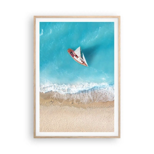 Een poster in een licht eiken lijst - Op de grens van blauw en goud - 70x100 cm