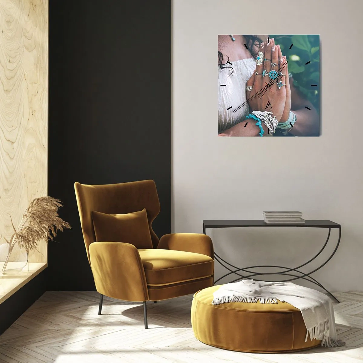 Wandklok - Klok - Welkom in het centrum van het zijn - 40x40 cm