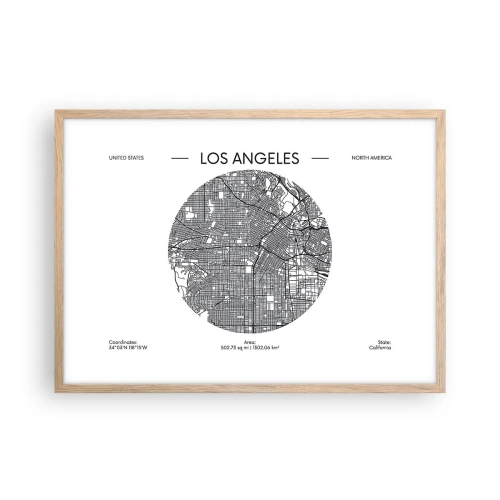 Een poster in een licht eiken lijst - Anatomie van Los Angeles - 70x50 cm