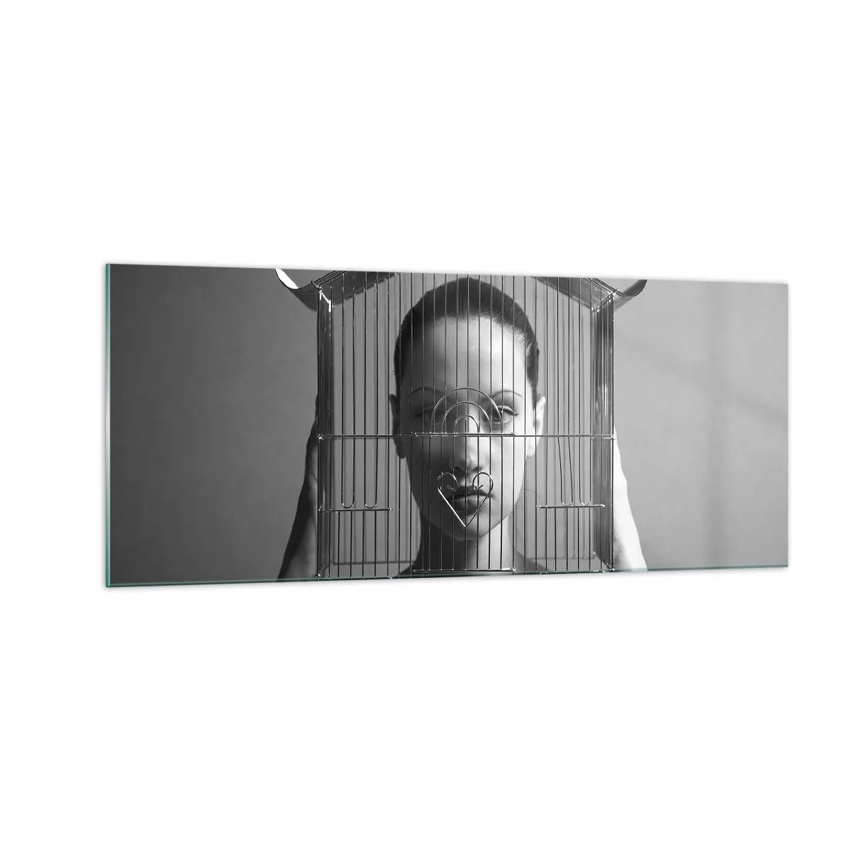 Schilderen op glas - Een ietwat surrealistisch portret - 100x40 cm