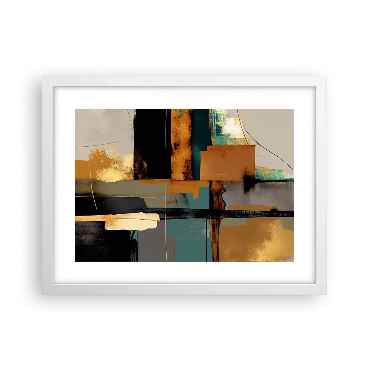 Poster in een witte lijst - Abstractie – licht en schaduw - 40x30 cm
