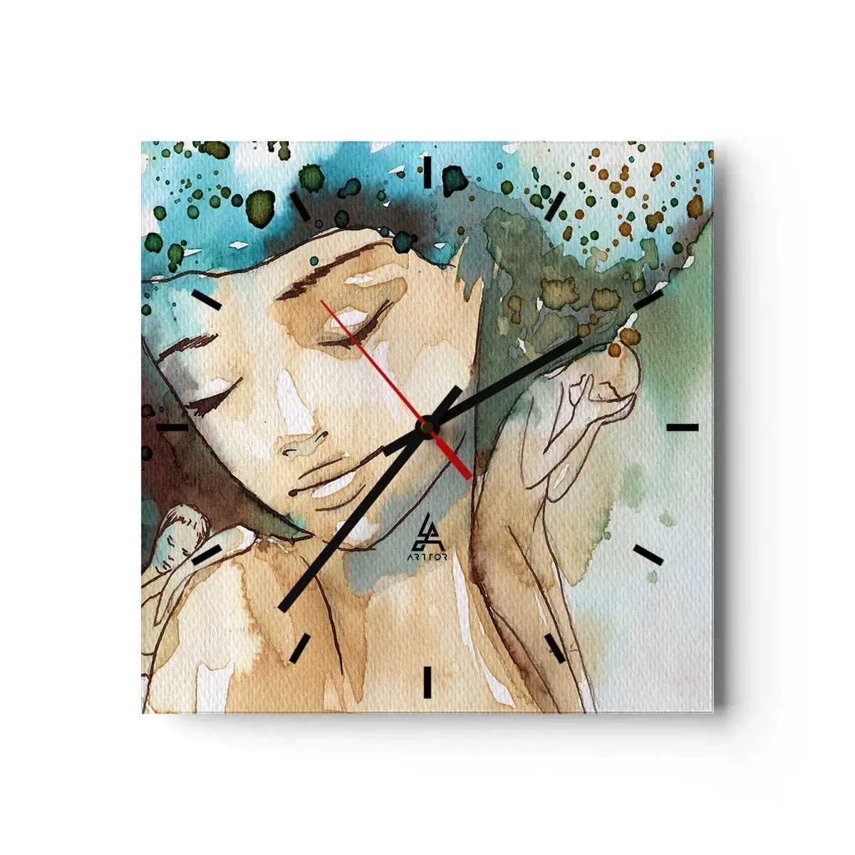 Wandklok - Klok - Dame in het blauw - 40x40 cm