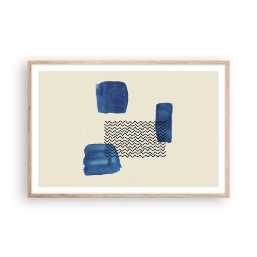 Een poster in een licht eiken lijst - Een abstract kwartet - 91x61 cm