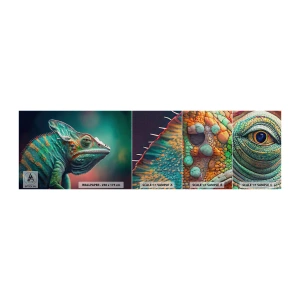 Fotobehang Monster Premium Canvas - Jij ziet mij? Niet goed… - Kameleon, Dieren, Reptiel - 100x30 cm