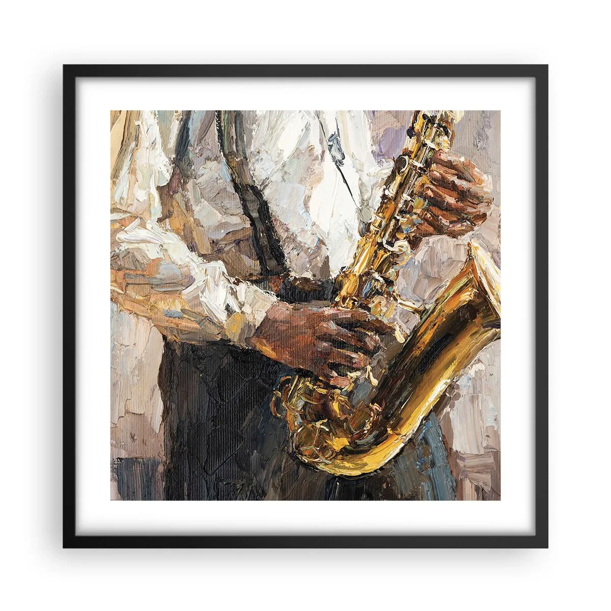 Poster in een zwarte lijst - Tijd om te solo te spelen - 50x50 cm