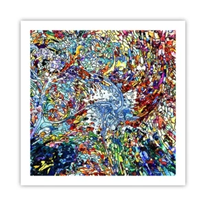 Poster - Glas in lood druppel - 60x60 cm