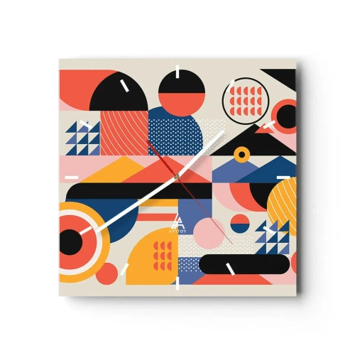 Wandklok - Klok - Compositie: speel rond - 30x30 cm