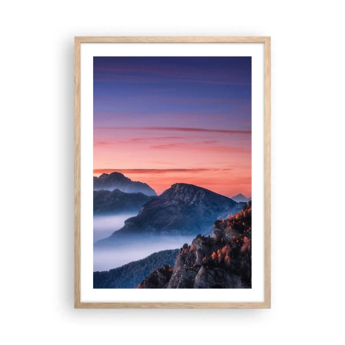 Een poster in een licht eiken lijst - Over de valleien - 50x70 cm