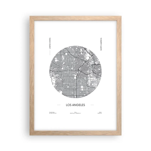 Een poster in een licht eiken lijst - Anatomie van Los Angeles - 30x40 cm