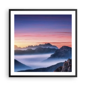 Poster in een zwarte lijst - Over de valleien - 60x60 cm