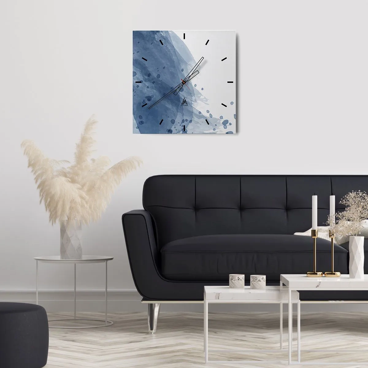 Wandklok - Klok - Blauwe tule - 40x40 cm