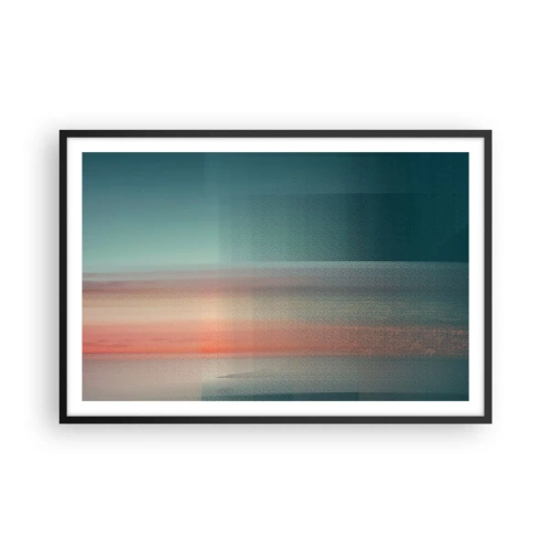 Poster in een zwarte lijst - Abstractie: golven van licht - 91x61 cm