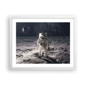Poster in een witte lijst - Groetjes van de maan - 50x40 cm