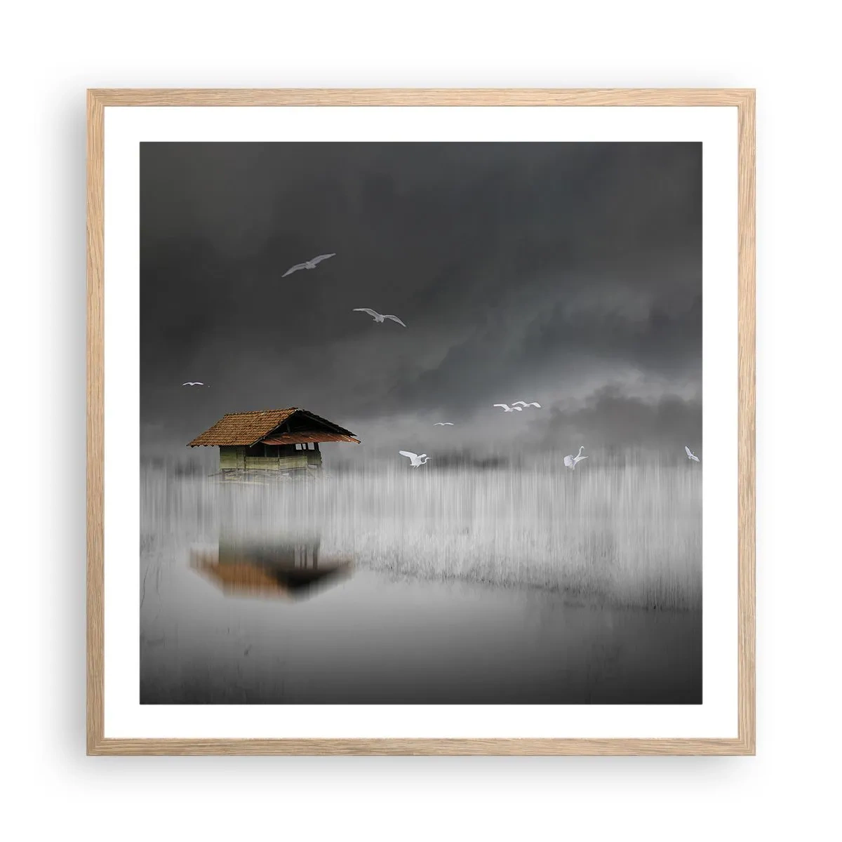 Een poster in een licht eiken lijst - Beschutting tegen regen - 60x60 cm