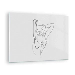Schilderen op glas - Een vrouwelijk silhouet getekend met een enkele lijn op een witte achtergrond - 70x50cm - Zoals je echt bent… - Moderne wanddecoratie voor woonkamer en slaapkamer ARTTOR