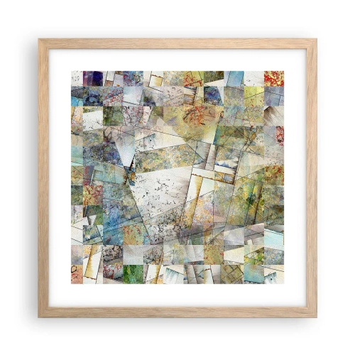 Een poster in een licht eiken lijst - Geometrische schuifeling - 40x40 cm