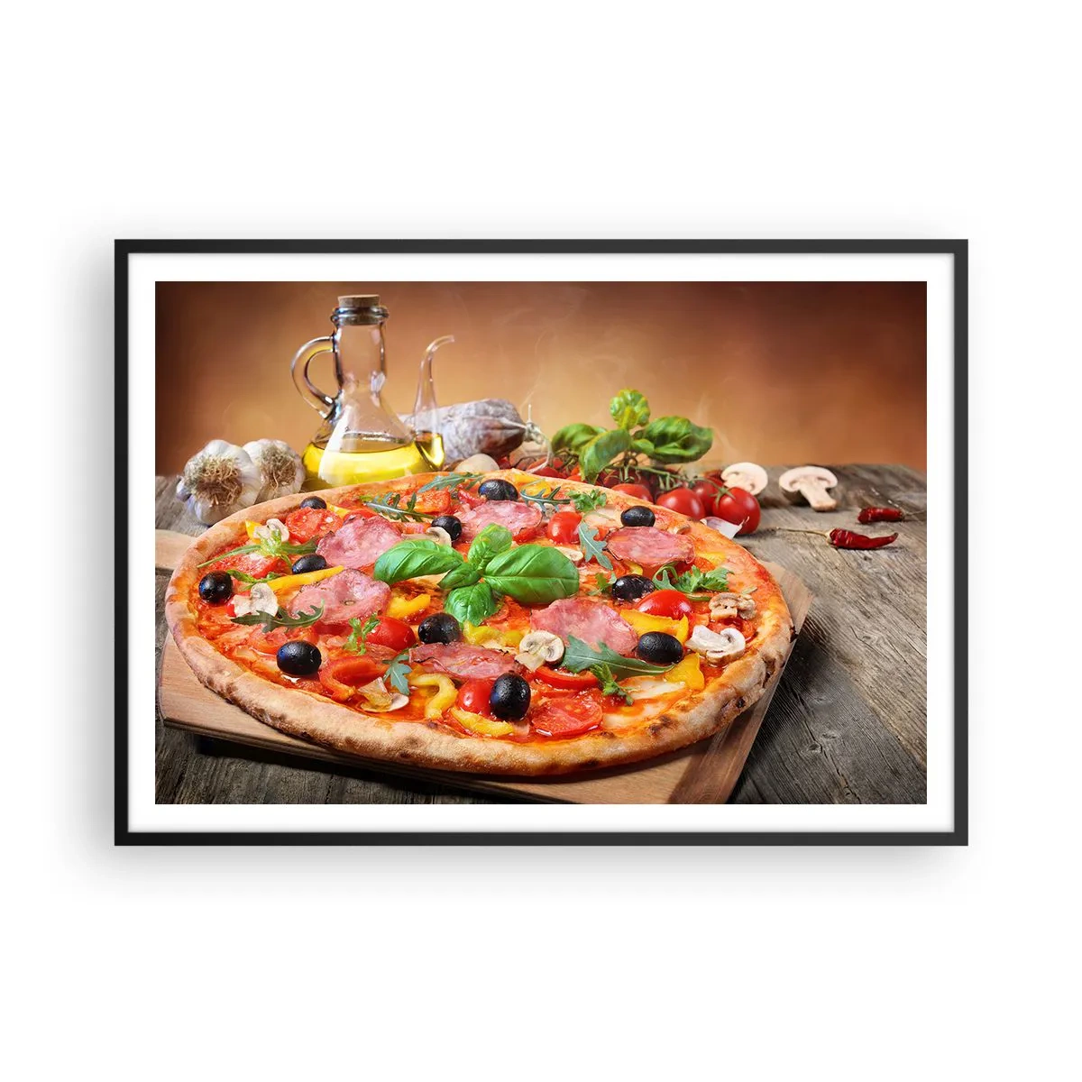 Poster in een zwarte lijst - Met echte Italiaanse smaak - 100x70 cm
