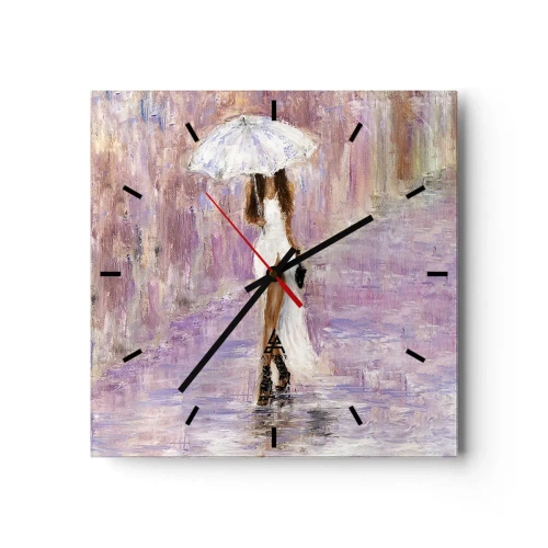 Wandklok - Klok - In de lila regen - 40x40 cm