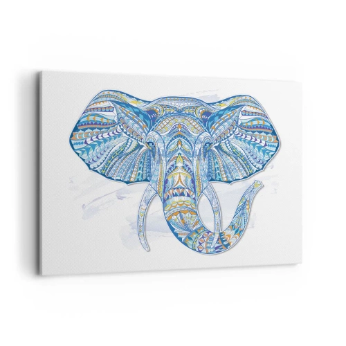 Schilderen op canvas - Ingelegd met goud en blauw - 100x70 cm
