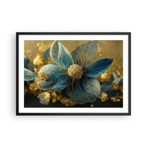Poster in een zwarte lijst - Bloei met goud - 70x50 cm
