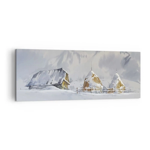 Schilderen op canvas - In een besneeuwde vallei - 140x50 cm