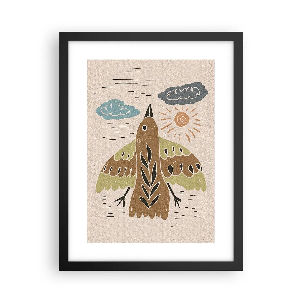 Poster in een zwarte lijst - Een vreugdevolle vlucht - 30x40 cm