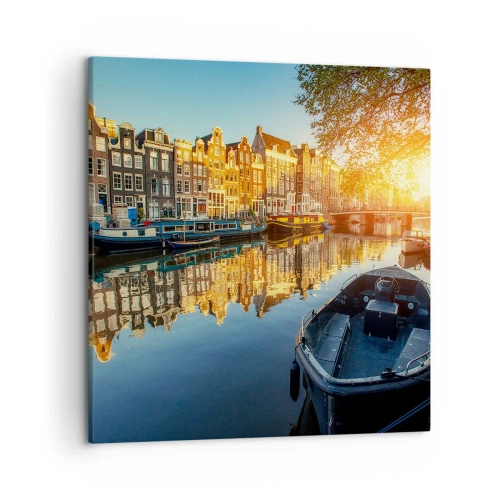 Schilderen op canvas - Ochtend in Amsterdam - 50x50 cm